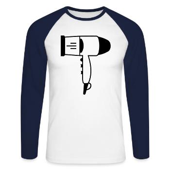Seche cheveux - T-shirt baseball manches longues Homme - blanc/marine - Devant - Nik (191cm)