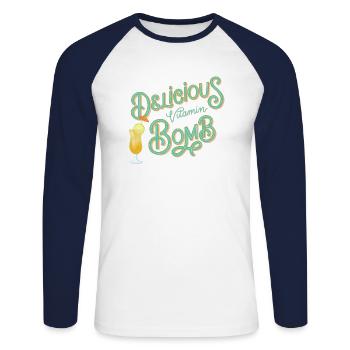 Vitamin Bomb - Unisex Long Sleeve Baseball T-Shirt - white/navy - Front - Nik (191cm)