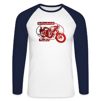 Sport AWO 425 - Unisex Baseballshirt langarm - Weiß/Navy - Vorne - Nik (191cm)
