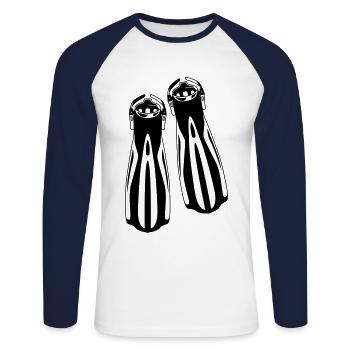 diving fins diving symbol - Unisex Long Sleeve Baseball T-Shirt - white/navy - Front - Nik (191cm)