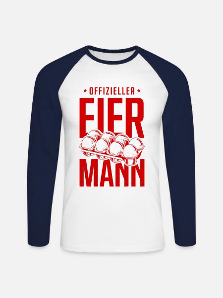 Offizieller Eiermann - Unisex Baseballshirt langarm - Weiß/Navy