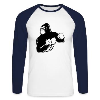 gorilla - Unisex Long Sleeve Baseball T-Shirt - white/navy - Front - Nik (191cm)
