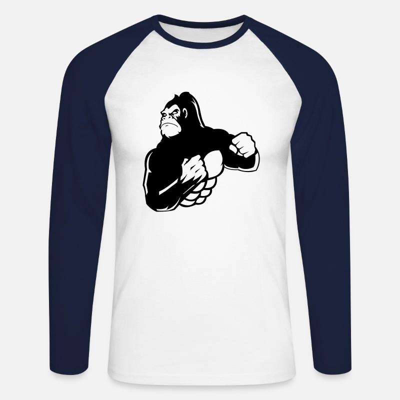 gorilla - Unisex Baseballshirt langarm - Weiß/Navy