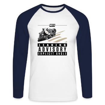 Leaning Advisory - Unisex Long Sleeve Baseball T-Shirt - white/navy - Front - Nik (191cm)