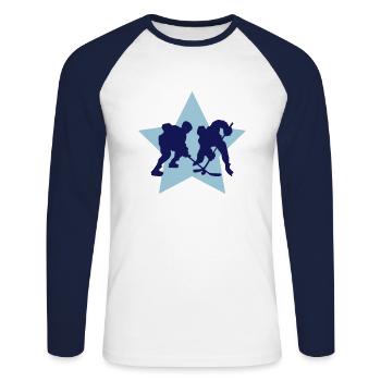 Hockey - T-shirt baseball manches longues Homme - blanc/marine - Devant - Nik (191cm)