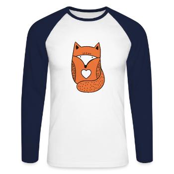Fox heart funny illustration of Gift Men Women - Unisex Long Sleeve Baseball T-Shirt - white/navy - Front - Nik (191cm)