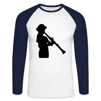 musique clarinette instrument - T-shirt baseball manches longues Homme - blanc/marine - Devant - Nik (191cm)