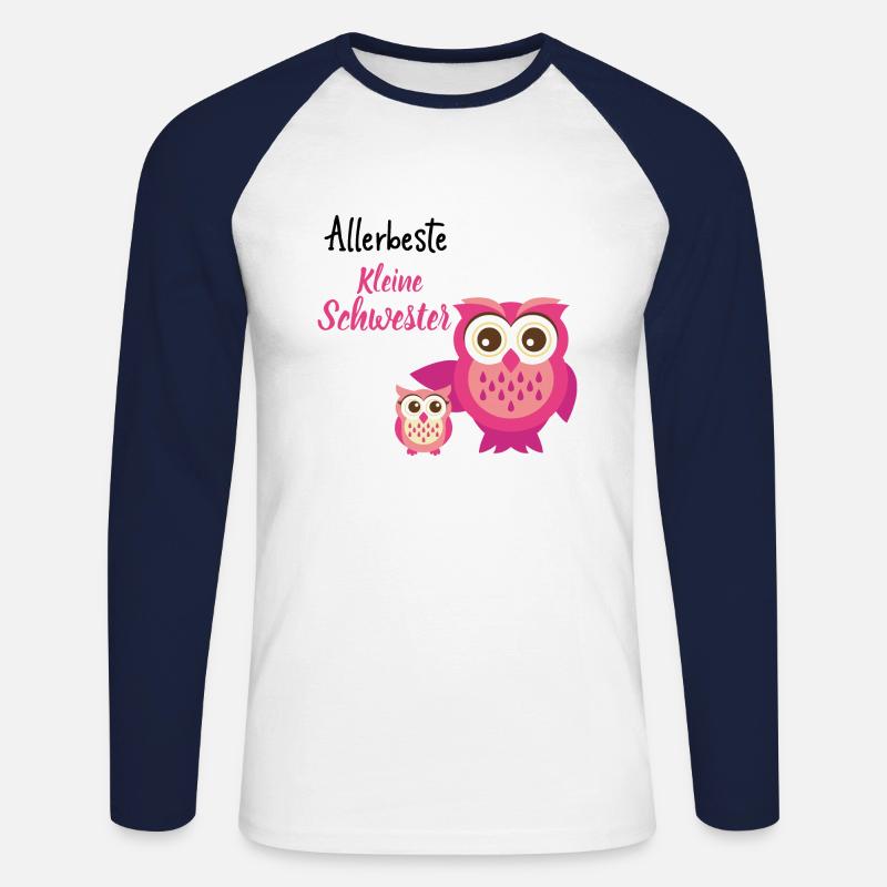 beste kleine Schwester Eule kleine schwester - Unisex Baseballshirt langarm - Weiß/Navy