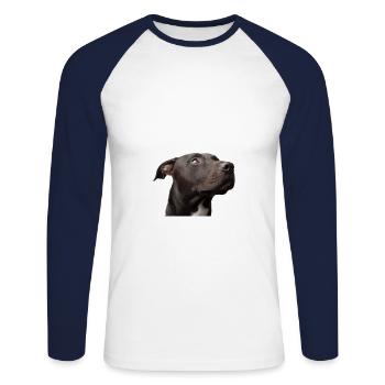 Pitbull - Unisex Baseballshirt langarm - Weiß/Navy - Vorne - Nik (191cm)