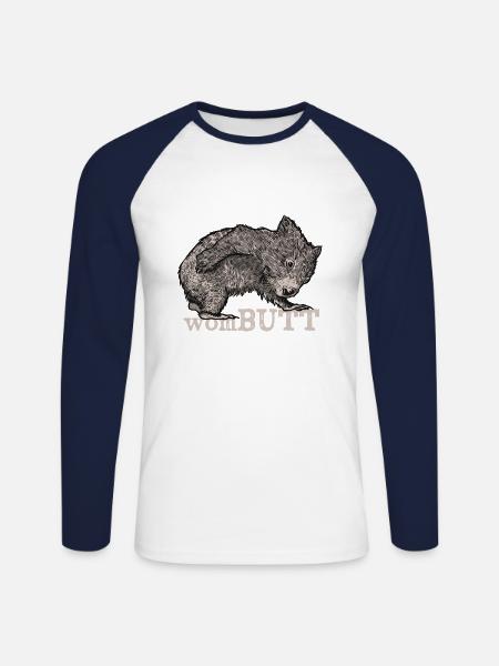 Wombat Vombatidae Känguru Beutelsäuger Australien - Unisex Baseballshirt langarm - Weiß/Navy