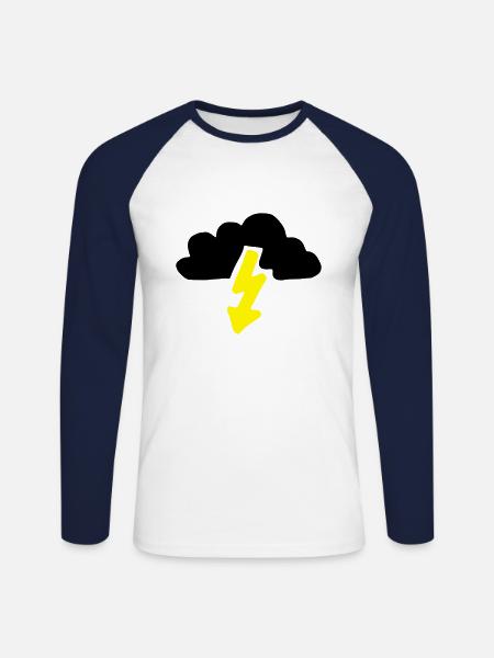 Yellow lightning cloud - Unisex Long Sleeve Baseball T-Shirt - white/navy