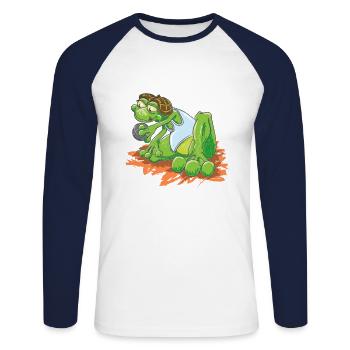 Pétanque - T-shirt baseball manches longues Homme - blanc/marine - Devant - Nik (191cm)
