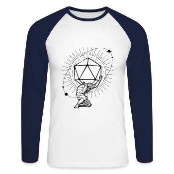 Pen and paper Welt Titan - Unisex Baseballshirt langarm - Weiß/Navy - Vorne - Nik (191cm)