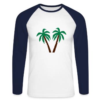 Palmen - Unisex Baseballshirt langarm - Weiß/Navy - Vorne - Nik (191cm)
