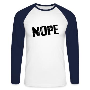 Anti-ja-Sager - Unisex Baseballshirt langarm - Weiß/Navy - Vorne - Nik (191cm)