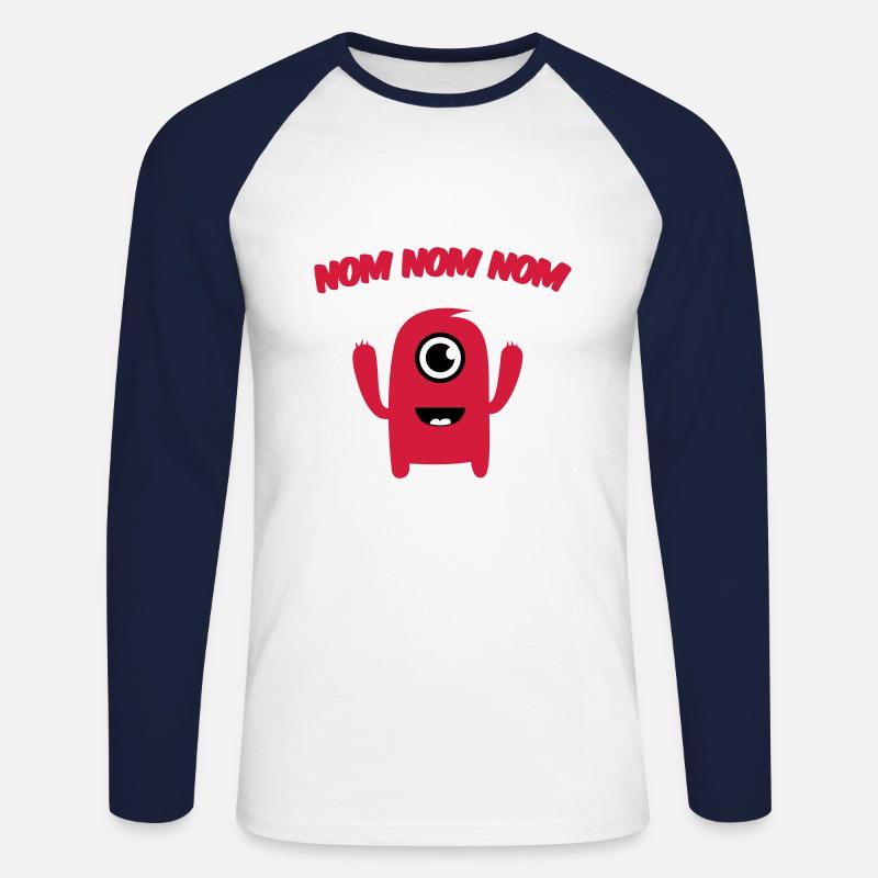 Nom nom nom Monster - Unisex Baseballshirt langarm - Weiß/Navy