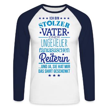 Ungeheuer fantastische Reiterin - Vater - Unisex Baseballshirt langarm - Weiß/Navy - Vorne - Nik (191cm)