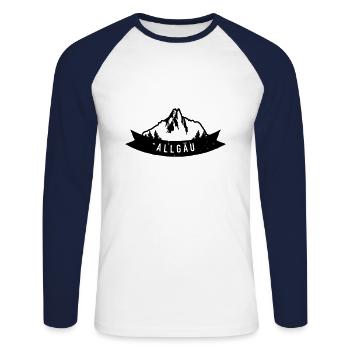 Allgäu Design mit Höfats als Geschenkidee - Unisex Baseballshirt langarm - Weiß/Navy - Vorne - Nik (191cm)