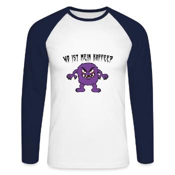 Where is my coffee? - Unisex Long Sleeve Baseball T-Shirt - white/navy - Front - Nik (191cm)