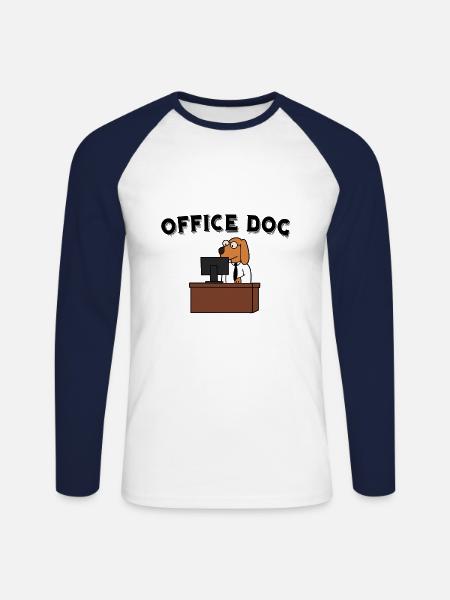 OFFICE DOG - Unisex Long Sleeve Baseball T-Shirt - white/navy