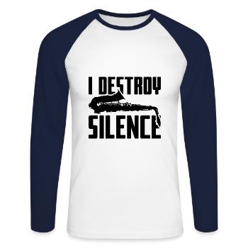Saxophone fou - T-shirt baseball manches longues Homme - blanc/marine - Devant - Nik (191cm)
