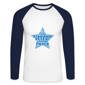 Ukraine Love Peace Gift Idea Peace - Unisex Long Sleeve Baseball T-Shirt - white/navy - Front - Nik (191cm)