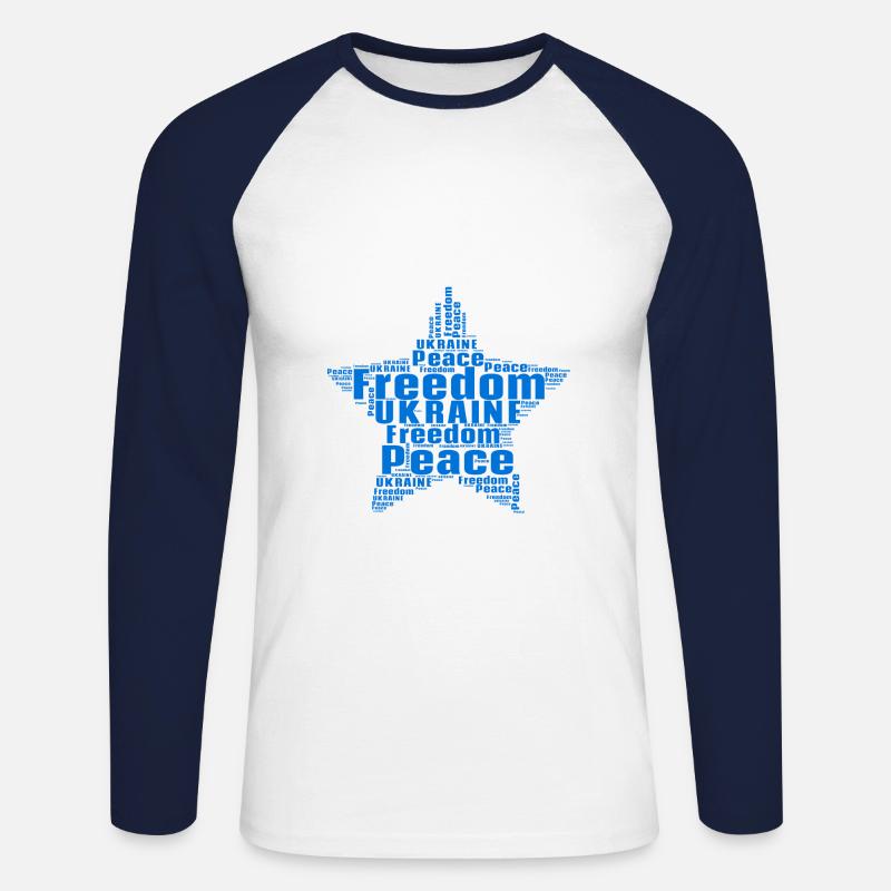 Ukraine Liebe Peace Geschenkidee Frieden - Unisex Baseballshirt langarm - Weiß/Navy