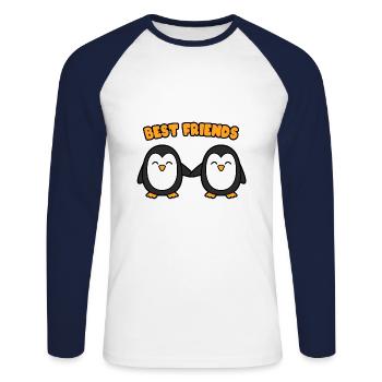 Pingouins Best Friends - T-shirt baseball manches longues Homme - blanc/marine - Devant - Nik (191cm)