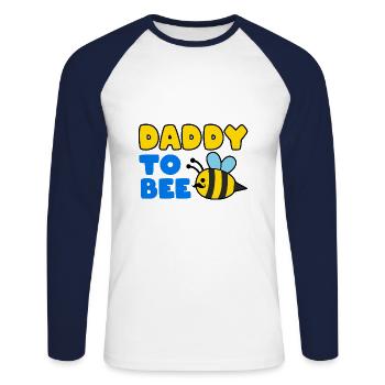 Papa à abeille - T-shirt baseball manches longues Homme - blanc/marine - Devant - Nik (191cm)