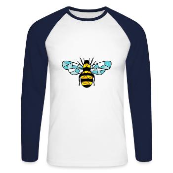 bee - Unisex Long Sleeve Baseball T-Shirt - white/navy - Front - Nik (191cm)