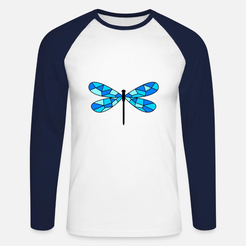 Die Libelle - Unisex Baseballshirt langarm - Weiß/Navy