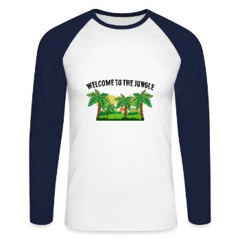 Welcome to the Jungle - Unisex Baseballshirt langarm - Weiß/Navy - Vorne - Nik (191cm)