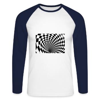 Optical Illusion 3D - Unisex Long Sleeve Baseball T-Shirt - white/navy - Front - Nik (191cm)