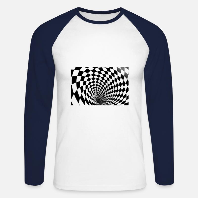 Optical Illusion 3D - Unisex Baseballshirt langarm - Weiß/Navy