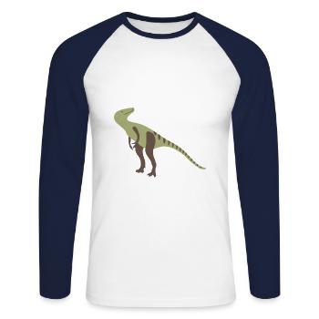 Xiongguanlong Dinosaur Dino T-Shirt Enfant - T-shirt baseball manches longues Homme - blanc/marine - Devant - Nik (191cm)