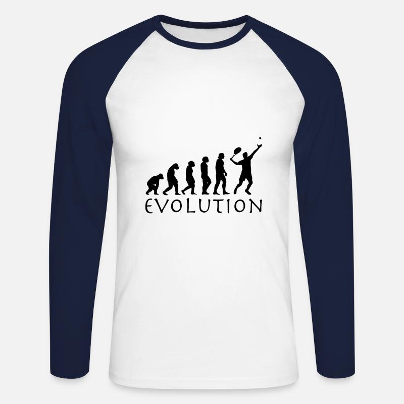 Tennis Evolution - Unisex Baseballshirt langarm - Weiß/Navy