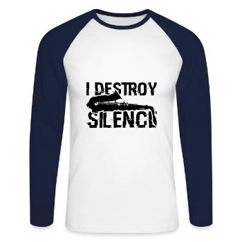 Saxophone amusant - T-shirt baseball manches longues Homme - blanc/marine - Devant - Nik (191cm)