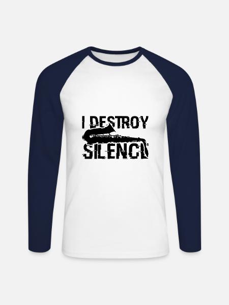 Funny Saxophone - Unisex Long Sleeve Baseball T-Shirt - white/navy