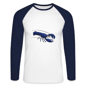 mignon homard bleu animal marin - T-shirt baseball manches longues Homme - blanc/marine - Devant - Nik (191cm)
