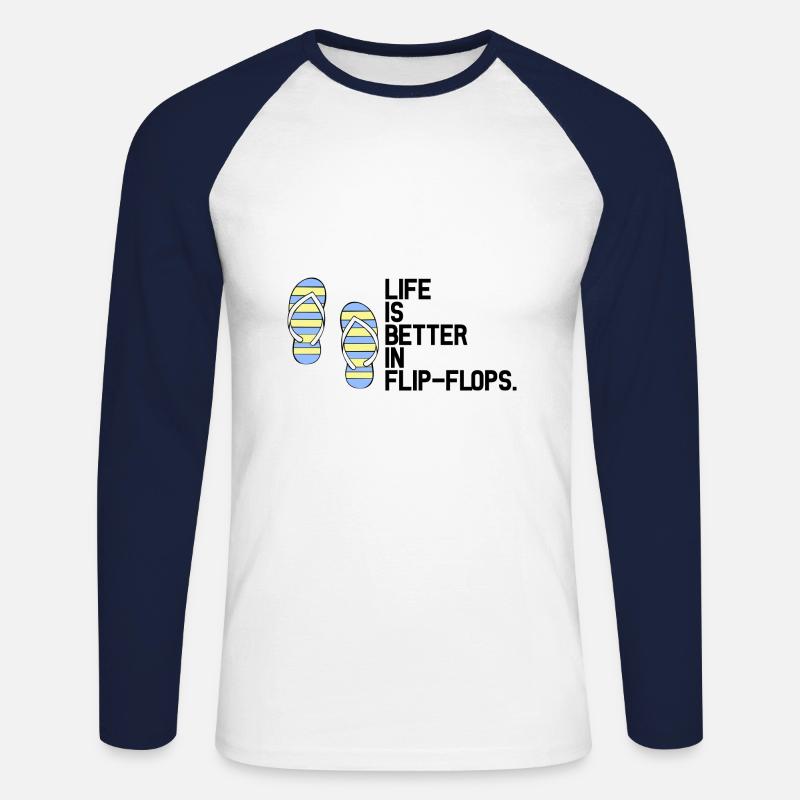 Life is better in Flip Flops - Unisex Baseballshirt langarm - Weiß/Navy