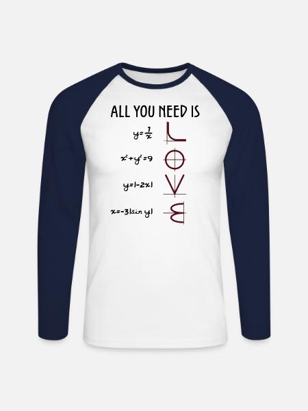 All you need is Love (Equations) Geschenk - Unisex Baseballshirt langarm - Weiß/Navy