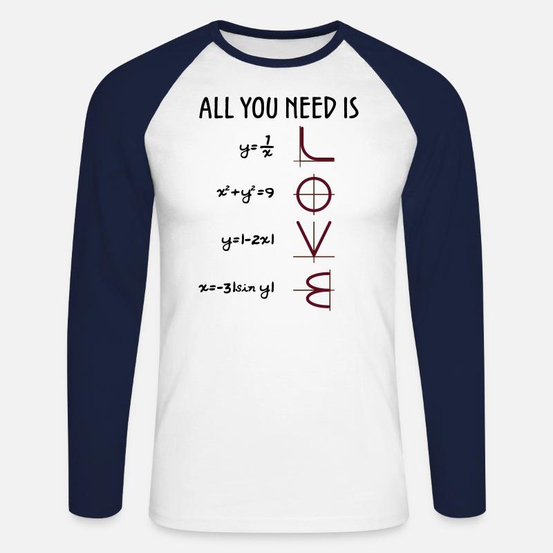 All you need is Love (Equations) Geschenk - Unisex Baseballshirt langarm - Weiß/Navy