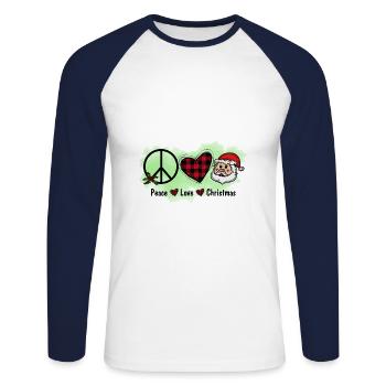 Weihnachten Père Noël Joyeux Noël - T-shirt baseball manches longues Homme - blanc/marine - Devant - Nik (191cm)