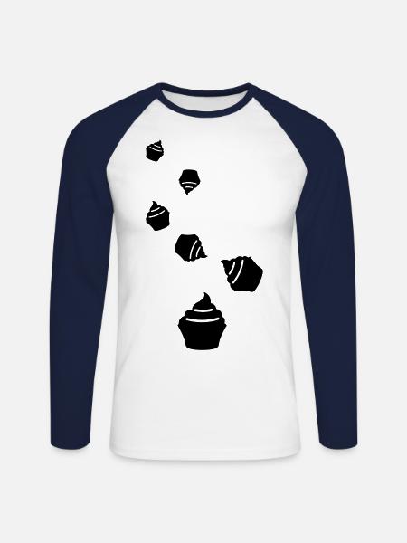 Muffin Silhouette icon - Unisex Long Sleeve Baseball T-Shirt - white/navy