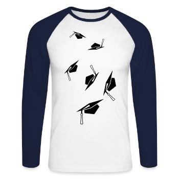 Student symbol - Unisex Baseballshirt langarm - Weiß/Navy - Vorne - Nik (191cm)