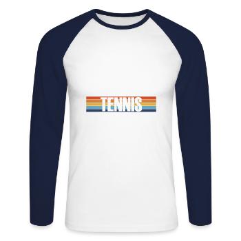 Tennis retro colorful tennis design - Unisex Long Sleeve Baseball T-Shirt - white/navy - Front - Nik (191cm)