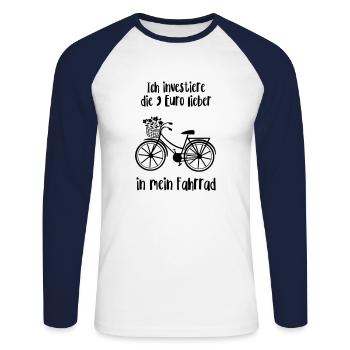 Lustiger Spruch Fahrradfahrer 9 Euro Ticket Bahn - Unisex Baseballshirt langarm - Weiß/Navy - Vorne - Nik (191cm)