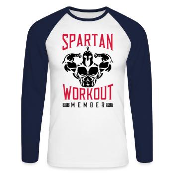 spartaner bodybuilder spartan fitness - Unisex Baseballshirt langarm - Weiß/Navy - Vorne - Nik (191cm)