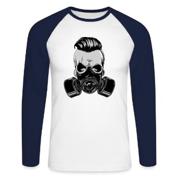 Hipster skull skull with gas mask mask - Unisex Long Sleeve Baseball T-Shirt - white/navy - Front - Nik (191cm)