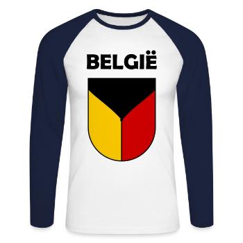 Les Belges - T-shirt baseball manches longues Homme - blanc/marine - Devant - Nik (191cm)